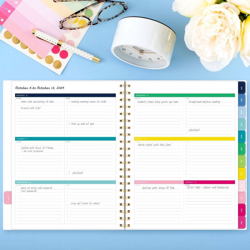 slide 7 of 8, AT-A-GLANCE Emily Ley Large 2025-2026 Weekly/Monthly 11"x9.375" Printed Poly Happy Stripe, 1 ct