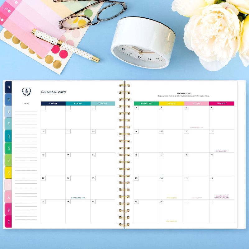 slide 8 of 8, AT-A-GLANCE Emily Ley Large 2025-2026 Weekly/Monthly 11"x9.375" Printed Poly Happy Stripe, 1 ct