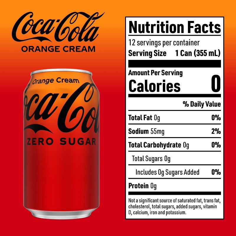 slide 8 of 8, Coca-Cola Zero Sugar Orange Cream Soda - 12pk/12 fl oz Cans, 12 ct; 12 fl oz