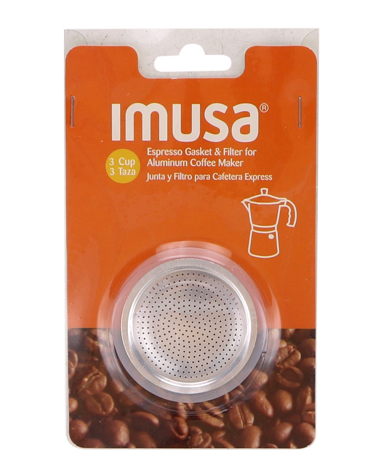 slide 1 of 1, Imusa 3 Cup Espresso Gasket & Filter For Aluminum Coffee Maker, 3 cups