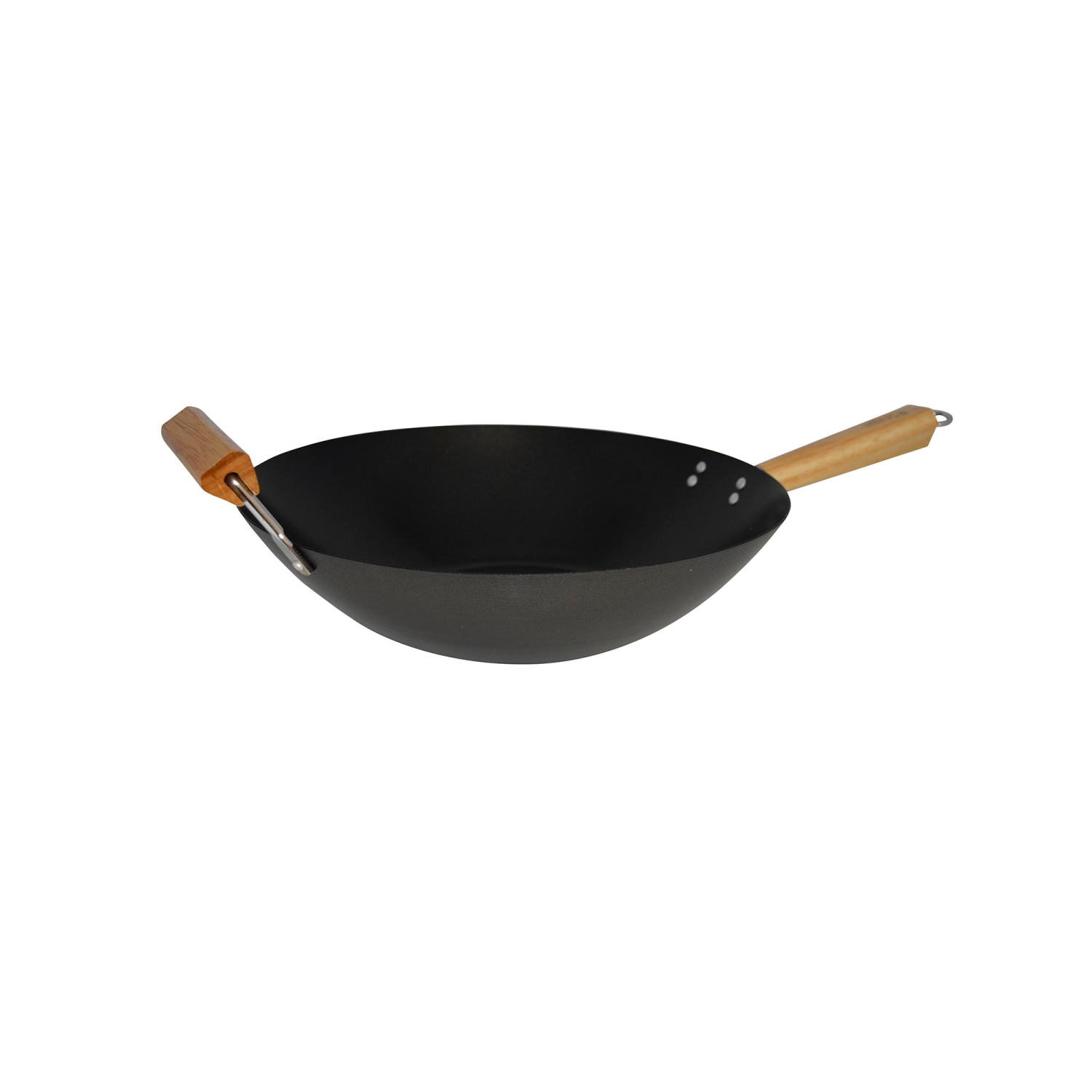slide 3 of 5, IMUSA 14" Carbon Steel Wok with Wooden Handle Black, 14 in