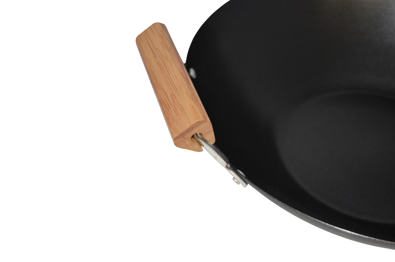 slide 2 of 5, IMUSA 14" Carbon Steel Wok with Wooden Handle Black, 14 in