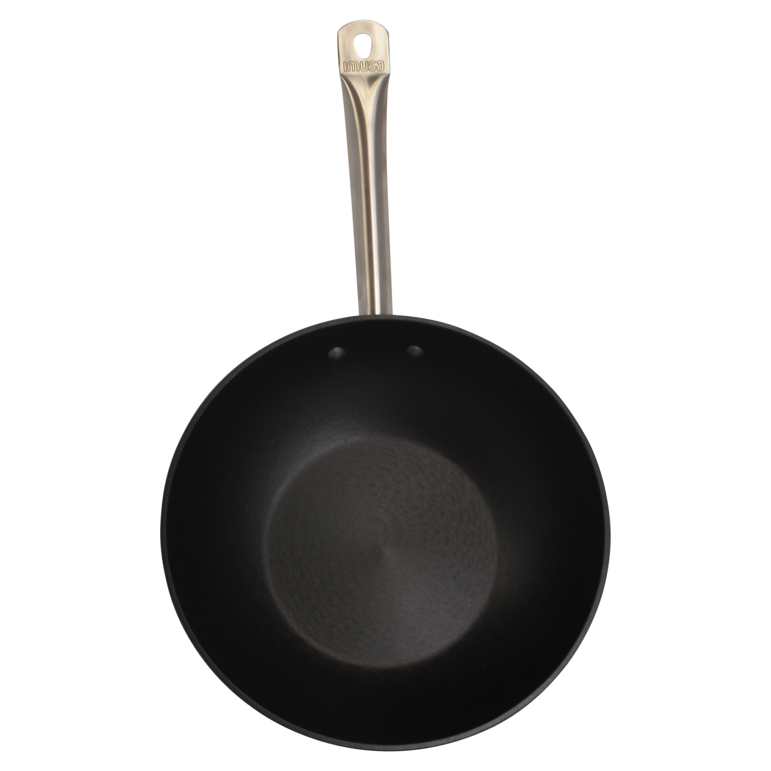 slide 3 of 3, Imusa USA Light Cast Iron Wok Pre-seasoned Non-Stick with Stainless Steel Handles Cookware, Black, 12", 1 ct