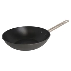 Imusa USA Light Cast Iron Wok Pre-seasoned Non-Stick with Stainless Steel Handles Cookware, Black, 12"
