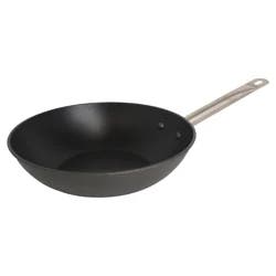 Imusa USA Light Cast Iron Wok Pre-seasoned Non-Stick with Stainless Steel Handles Cookware, Black, 12"