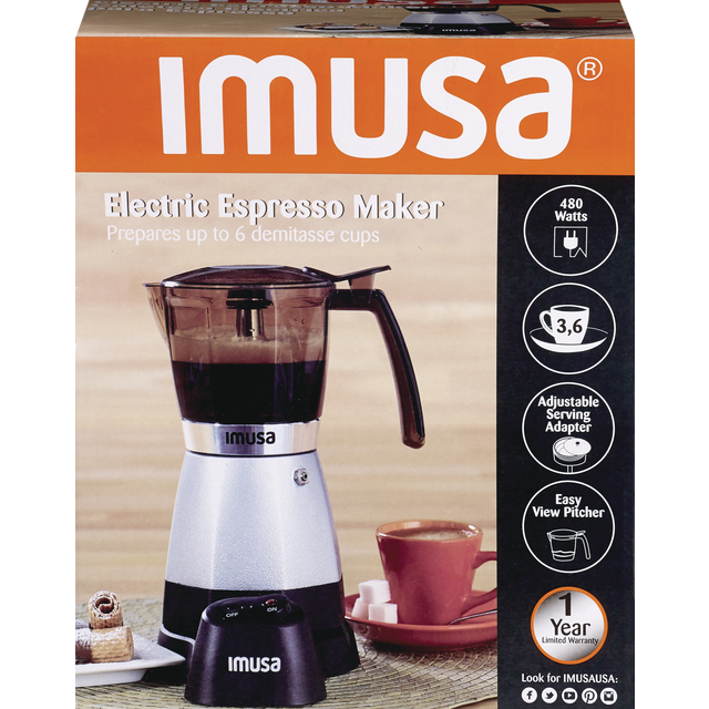 slide 1 of 1, Espresso Maker 3/6 Cup Silver, 1 ct