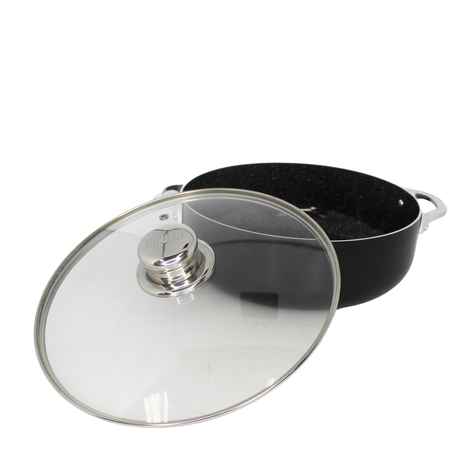 slide 2 of 2, IMUSA 4.4qt Caldero with Dual Speckled Ceramic Set Black, 4.4 qt