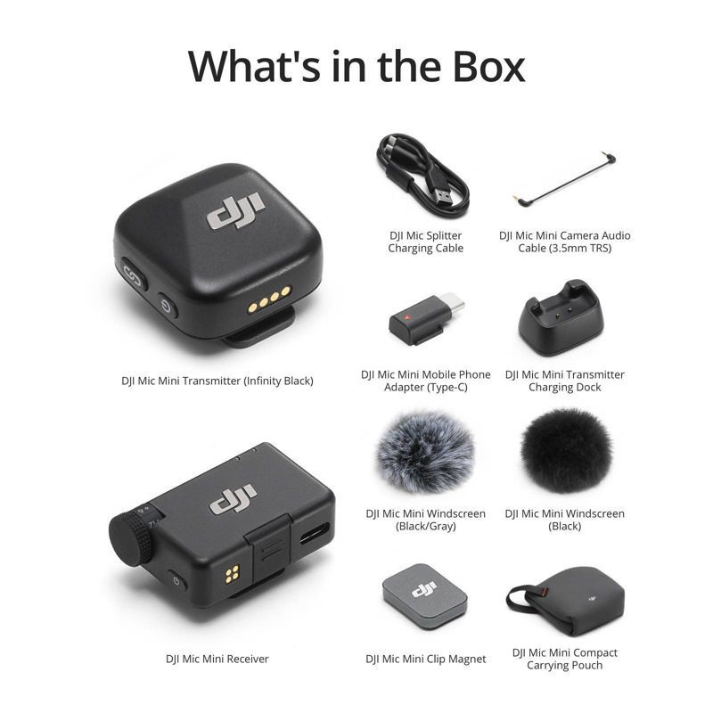 slide 1 of 7, DJI Mic Mini (1TX + 1RX): Unidirectional, Dynamic Microphone System, 1 ct
