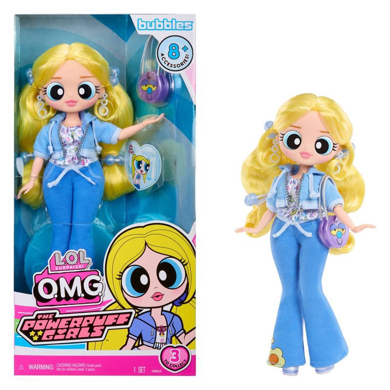 slide 1 of 7, L.O.L. Surprise! OMG The Powerpuff Girls Doll - Bubbles: Fashion Figure, Removable Outfit, Articulated, Accessories Included, 1 ct