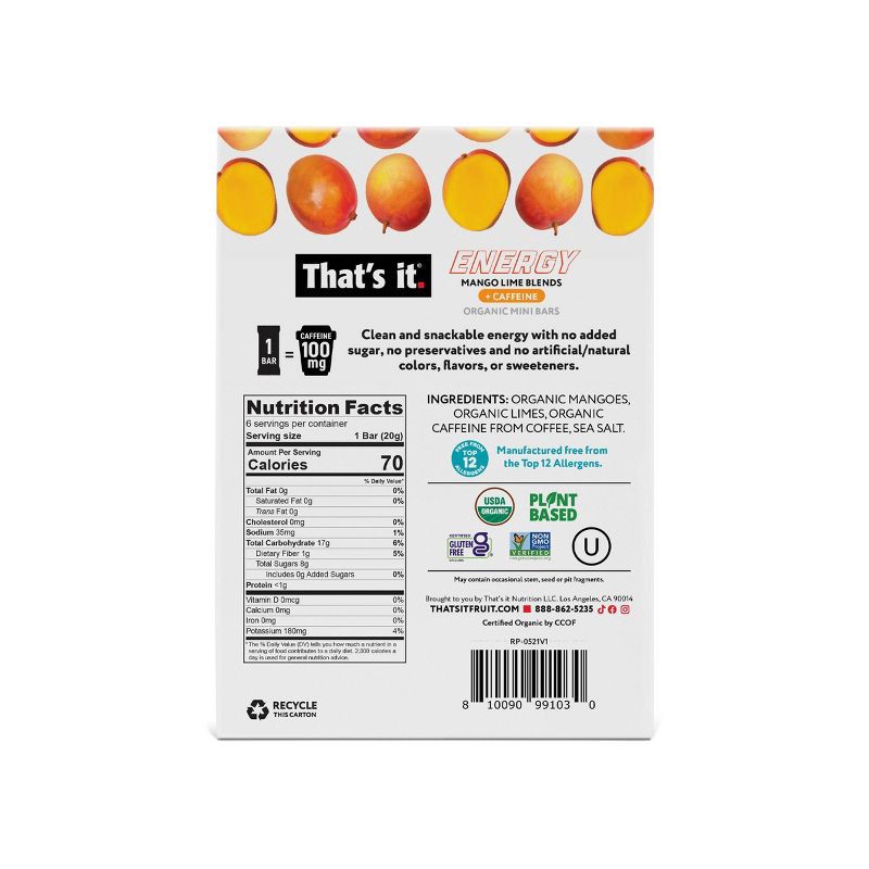 slide 2 of 7, That's it. Organic Mango Lime Blends Energy Bars - 4.2oz/6ct, 6 ct; 4.2 oz