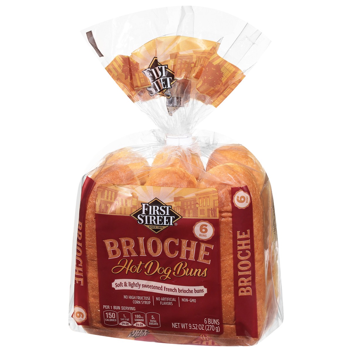 slide 3 of 4, First Street Brioche Hot Dog Buns, 9.52 oz