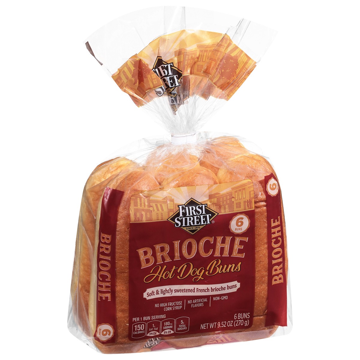 slide 2 of 4, First Street Brioche Hot Dog Buns, 9.52 oz