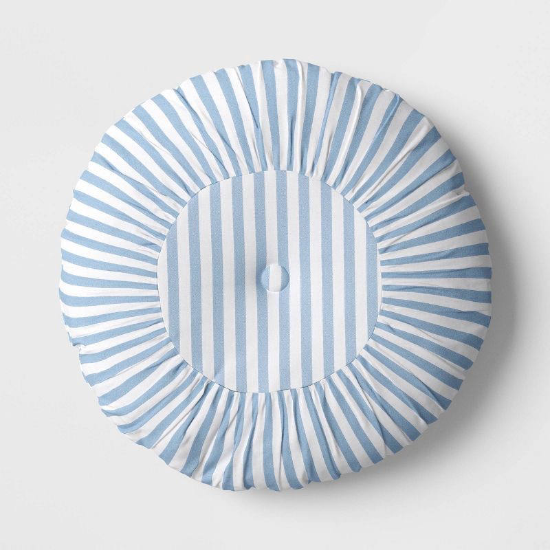 slide 1 of 4, Round Stripe Pillow blue/white - Threshold™, 1 ct
