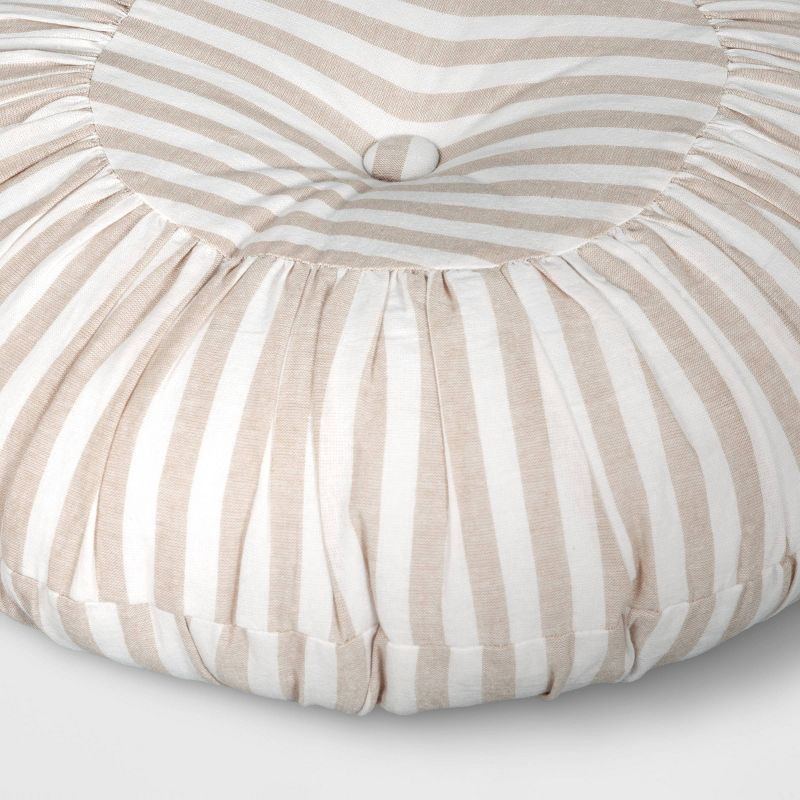 slide 4 of 4, Round Stripe Pillow Natural/White - Threshold™, 1 ct