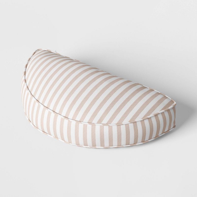slide 3 of 4, Half Moon Shaped Stripe Pillow Natural/White - Threshold™, 1 ct