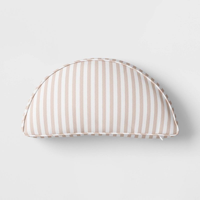 slide 1 of 4, Half Moon Shaped Stripe Pillow Natural/White - Threshold™, 1 ct