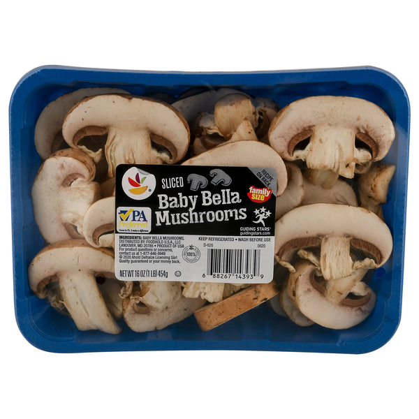 slide 1 of 1, Sliced Baby Bella Mushrooms, 16 oz