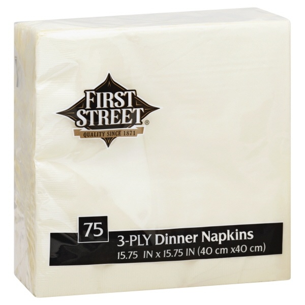 slide 1 of 1, First Street Artstyle Ivory 3 Ply Dinner Napkin, 75 ct