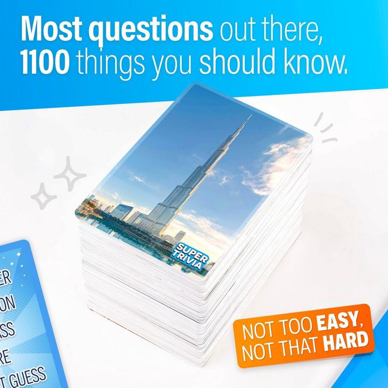 slide 6 of 7, The World Game Super Trivia - Trivia Game for Adults with 1100 Questions: Memory Skills, 2-6 Players, 30-40 Min Play, 1 ct