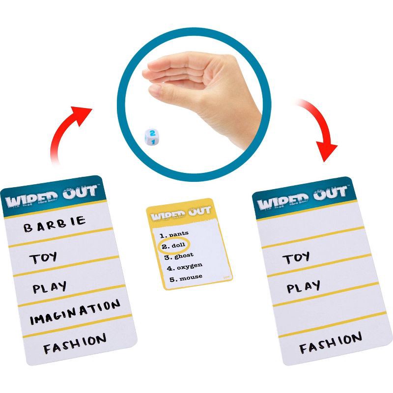 slide 4 of 8, Mattel Wiped Out Party Game, Guessing Game for Families, Teens, Adults with Erasable Clues and Blackout Glasses for 3-6 Players, 1 ct