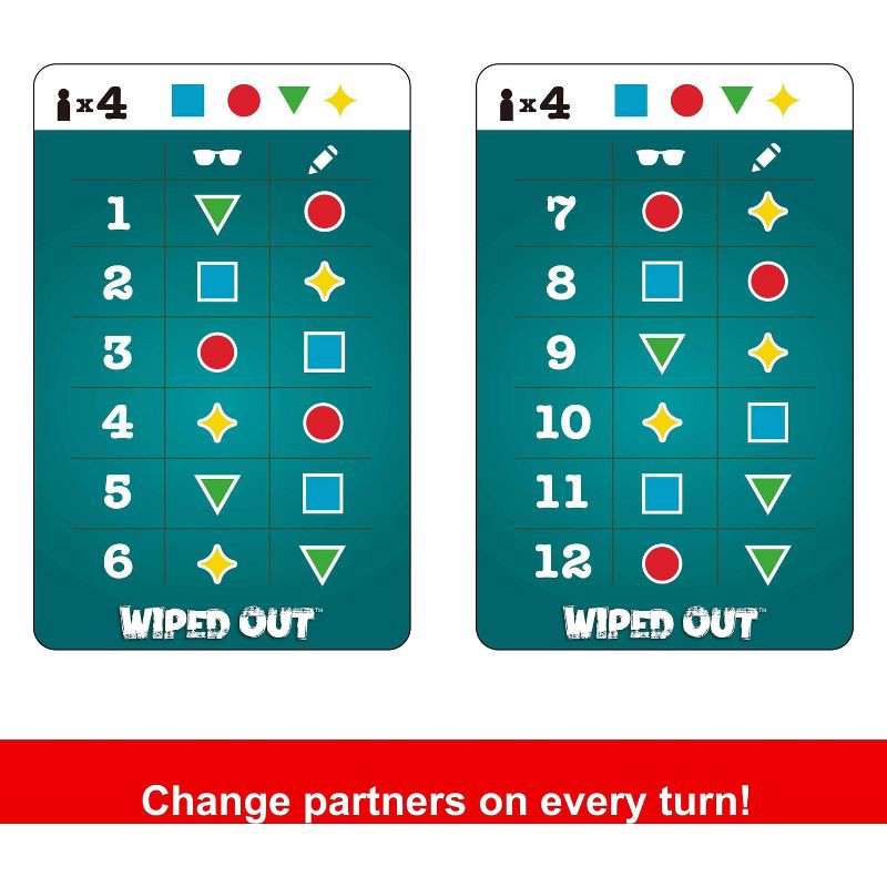 slide 5 of 8, Mattel Wiped Out Party Game, Guessing Game for Families, Teens, Adults with Erasable Clues and Blackout Glasses for 3-6 Players, 1 ct