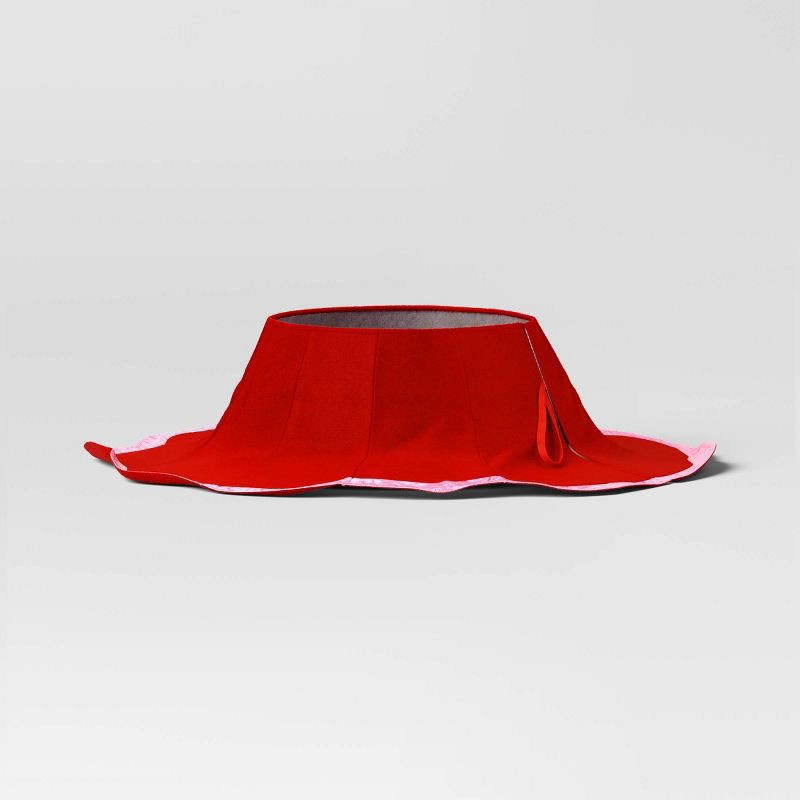 slide 1 of 5, Christmas Tree Stand Collar with Scalloped Satin Edge Red/Pink - Wondershop™, 1 ct