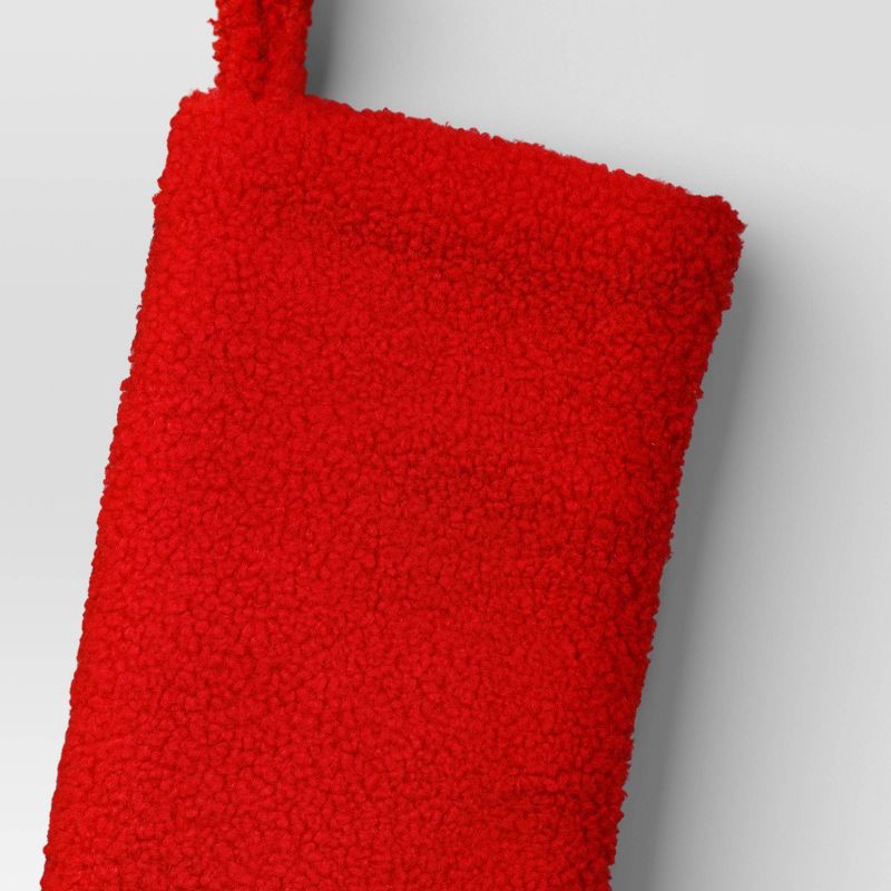 slide 3 of 3, 20" Christmas Faux Shearling Stocking Red - Wondershop™, 1 ct