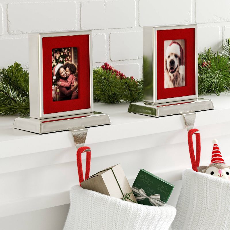 slide 2 of 4, Christmas Photo Frame Stocking Holder Silver and Red - Wondershop™, 1 ct