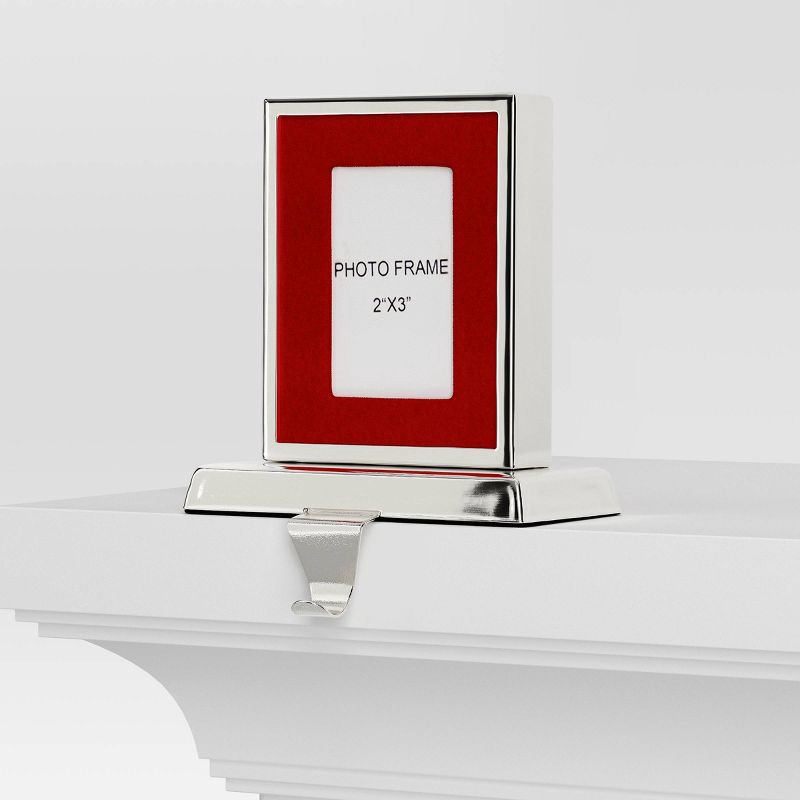 slide 3 of 4, Christmas Photo Frame Stocking Holder Silver and Red - Wondershop™, 1 ct