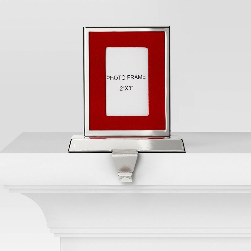 slide 1 of 4, Christmas Photo Frame Stocking Holder Silver and Red - Wondershop™, 1 ct