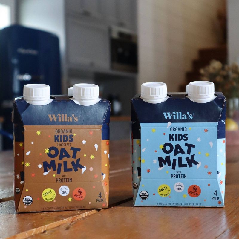 slide 4 of 10, Willa's Organic Kids' Chocolate Oat Milk - 4pk/8 fl oz, 4 ct, 8 fl oz