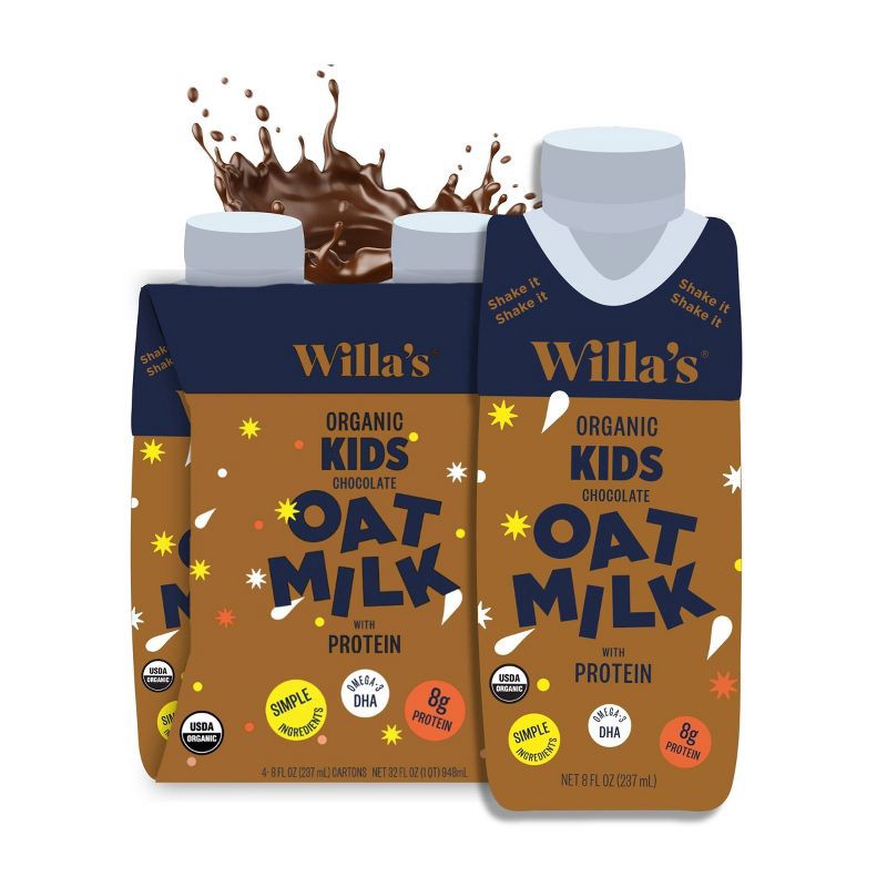 slide 10 of 10, Willa's Organic Kids' Chocolate Oat Milk - 4pk/8 fl oz, 4 ct, 8 fl oz