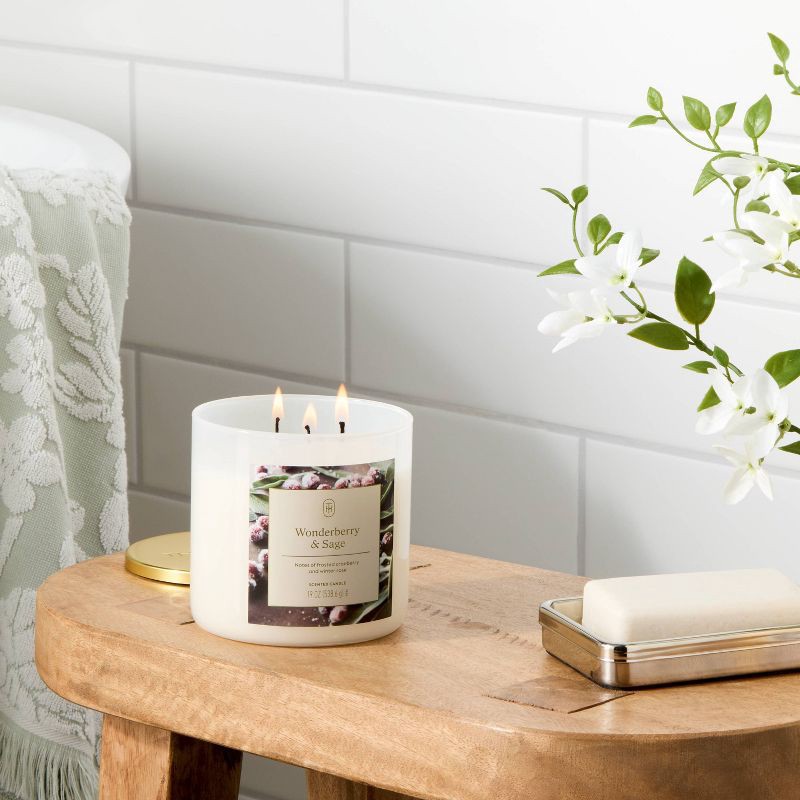 slide 2 of 3, 3 Wick Lidded Glass Wonder Berry and Sage Jar Candle 19oz - Threshold™, 19 oz