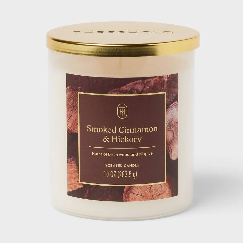 slide 1 of 3, Lidded Glass Smoked Cinnamon and Hickory Jar Candle 10oz - Threshold™, 10 oz