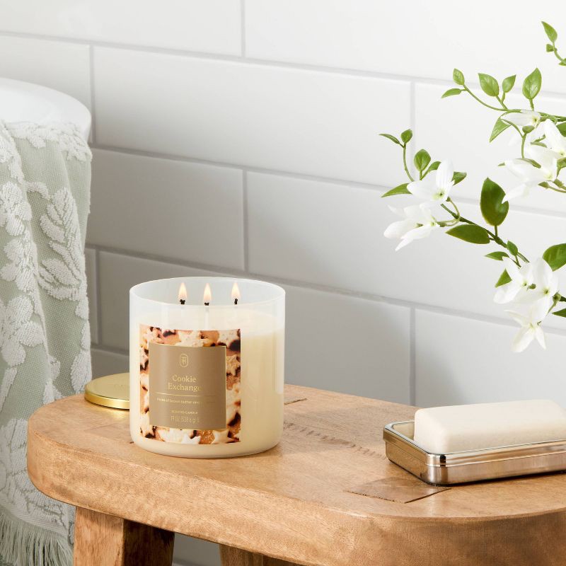 slide 2 of 3, 3 Wick Lidded Glass Cookie Exchange Jar Candle 19oz - Threshold™, 19 oz