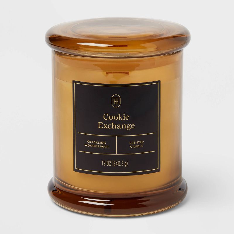 slide 1 of 3, Wooden Wick Cookie Exchange Jar Candle 12oz - Threshold™, 12 oz