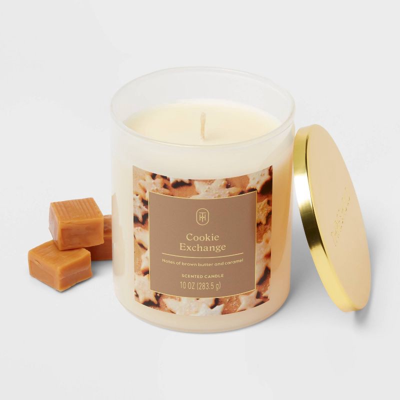 slide 3 of 3, Lidded Glass Cookie Exchange Jar Candle 10oz - Threshold™, 10 oz