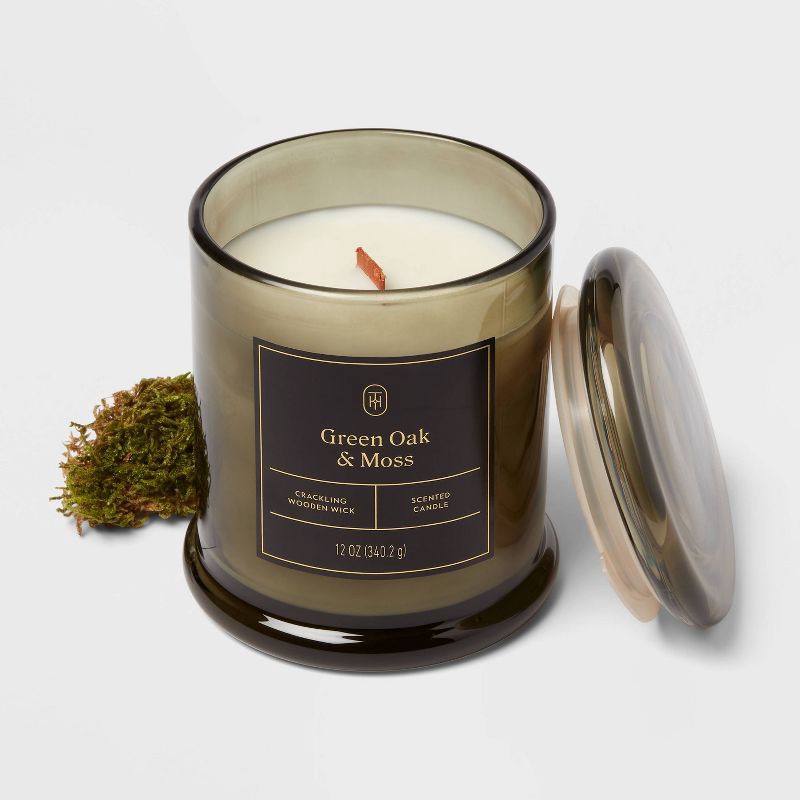 slide 3 of 3, Wooden Wick Green Oak and Moss Jar Candle 12oz - Threshold™, 12 oz