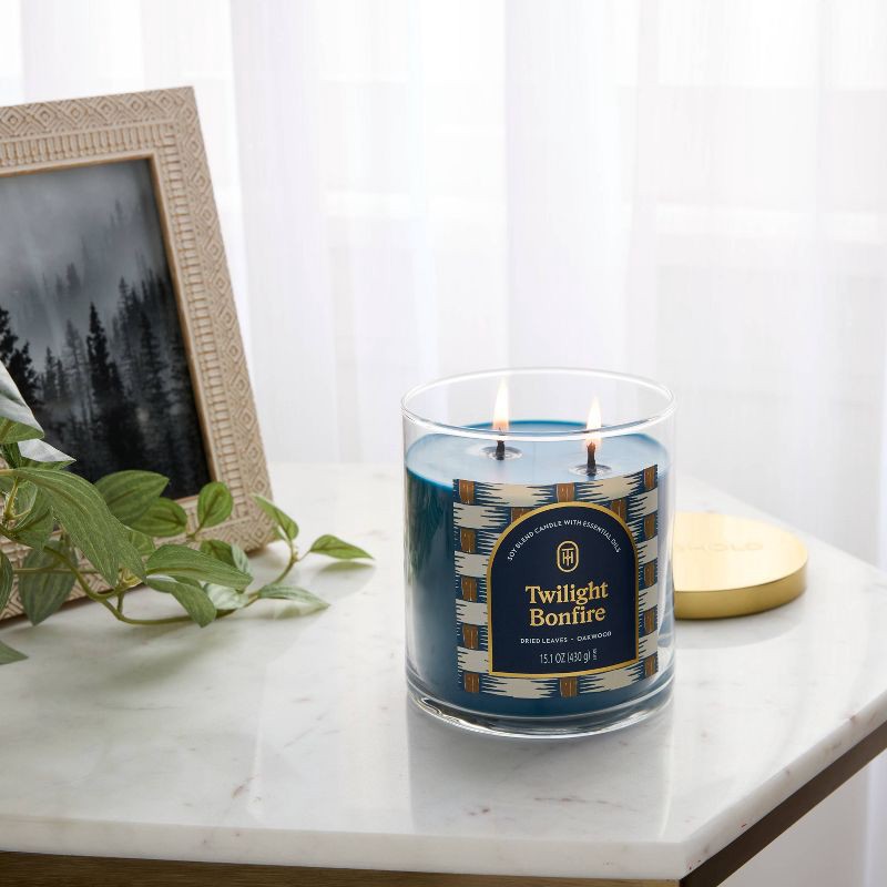 slide 2 of 3, 2 Wick 15.1oz Lidded Jar Candle Twilight Bonfire - Threshold™, 15.1 oz