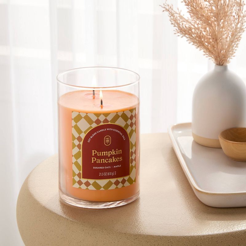 slide 2 of 3, 2 Wick 21.5oz Lidded Jar Candle Pumpkin Pancakes - Threshold™, 21.5 oz