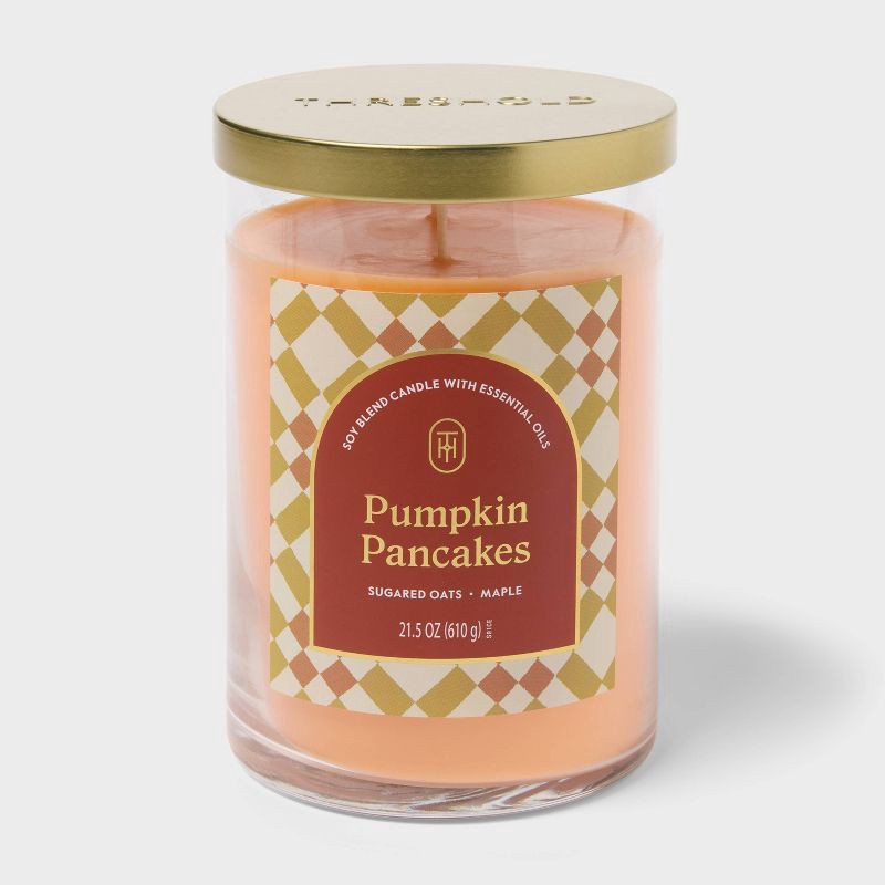 slide 1 of 3, 2 Wick 21.5oz Lidded Jar Candle Pumpkin Pancakes - Threshold™, 21.5 oz