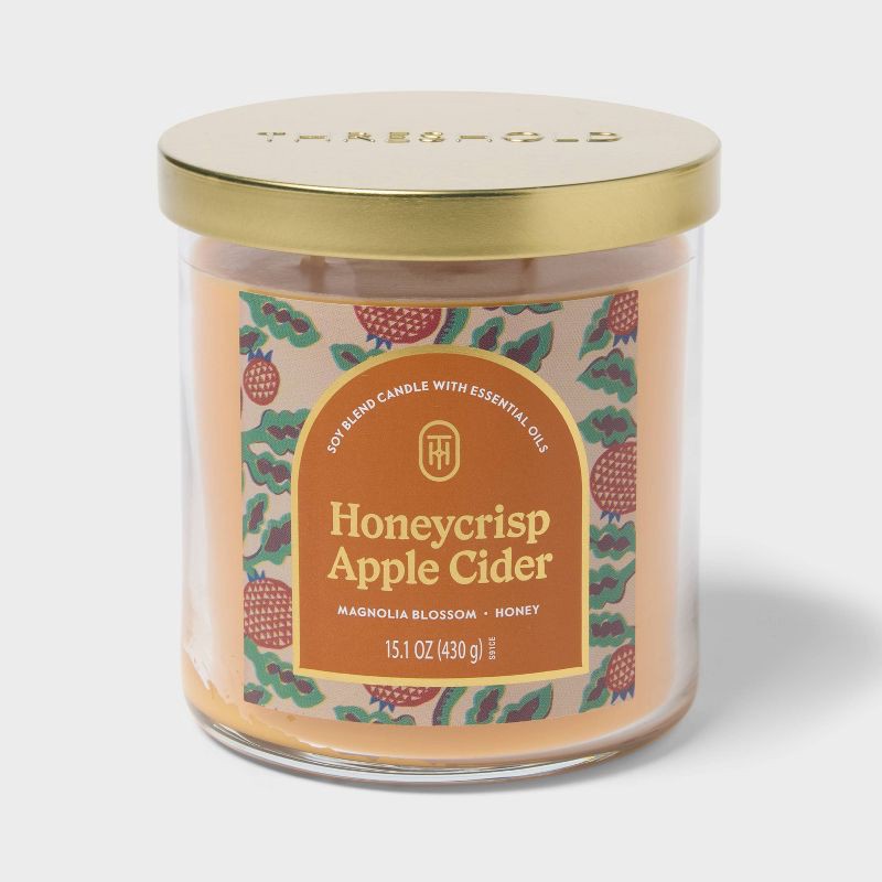 slide 1 of 3, 2 Wick 15.1oz Lidded Jar Candle Honeycrisp Apple Cider - Threshold™, 15.1 oz