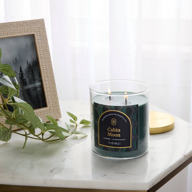 slide 2 of 3, 2 Wick 15.1oz Lidded Jar Candle Cabin Moon - Threshold™, 15.1 oz