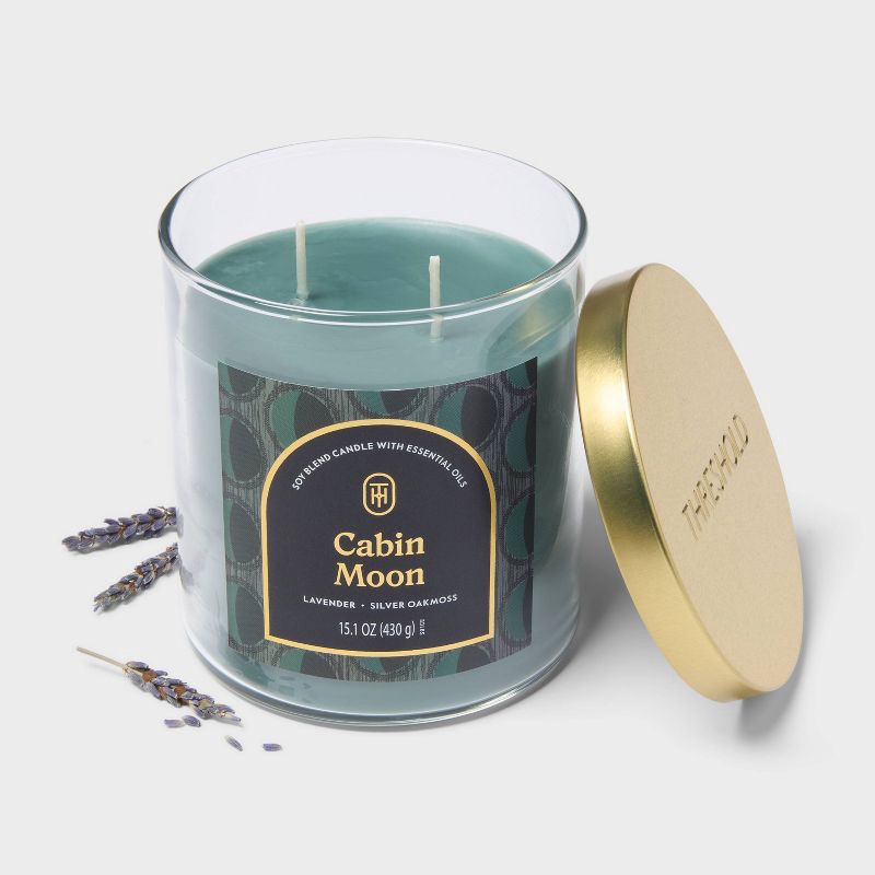 slide 3 of 3, 2 Wick 15.1oz Lidded Jar Candle Cabin Moon - Threshold™, 15.1 oz