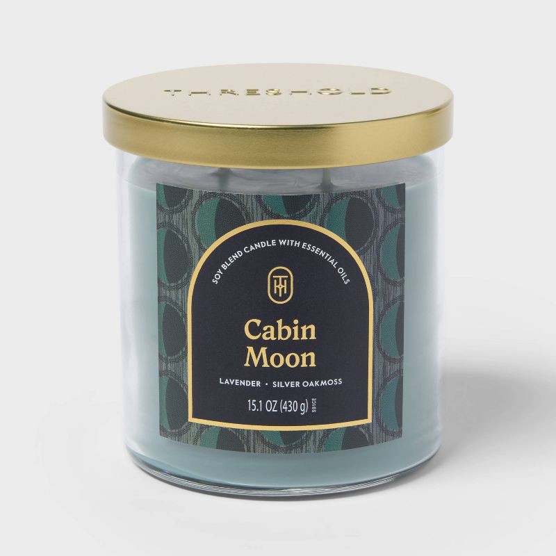 slide 1 of 3, 2 Wick 15.1oz Lidded Jar Candle Cabin Moon - Threshold™, 15.1 oz