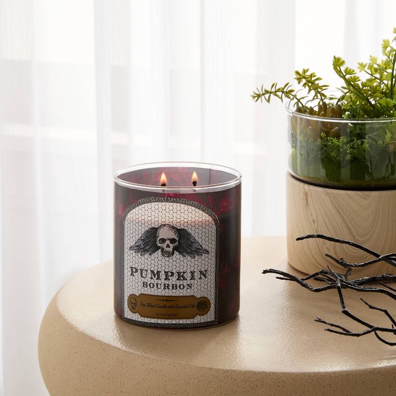 slide 2 of 3, 2 Wick 15.1oz Limited Edition Lidded Jar Candle Pumpkin Bourbon - Threshold™, 15.1 oz