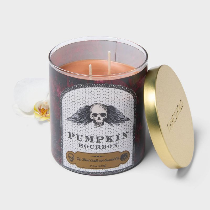 slide 3 of 3, 2 Wick 15.1oz Limited Edition Lidded Jar Candle Pumpkin Bourbon - Threshold™, 15.1 oz