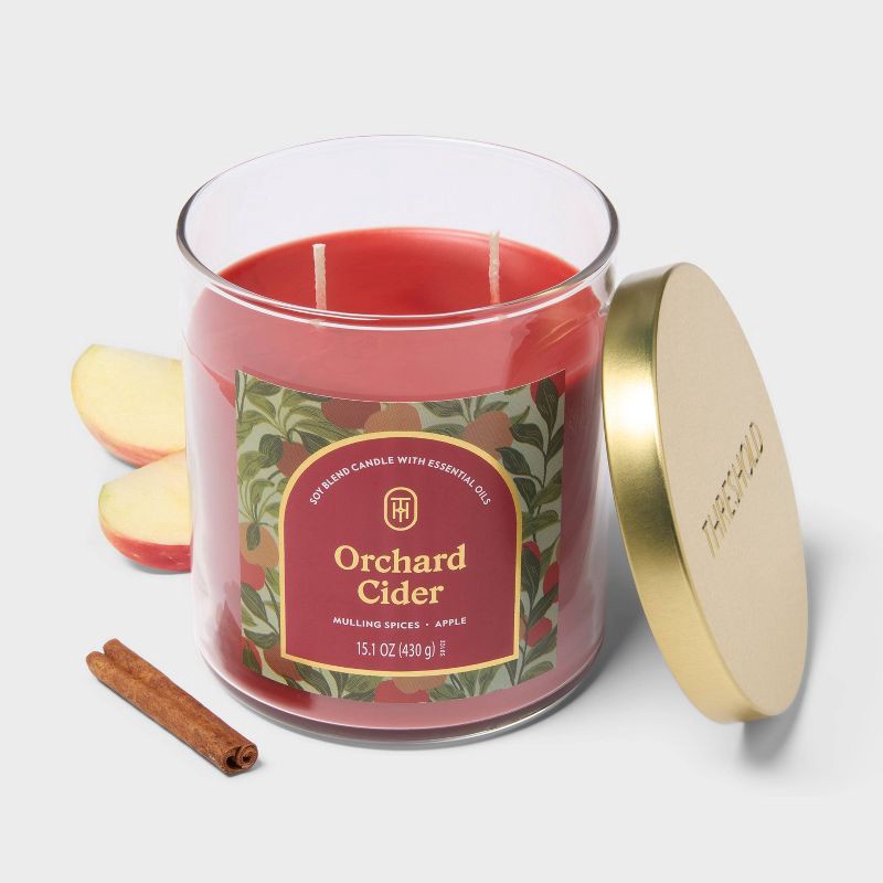 slide 3 of 3, 2 Wick 15.1oz Lidded Jar Candle Orchard Cider - Threshold™, 15.1 oz