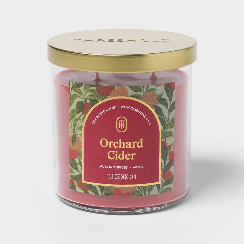 slide 1 of 3, 2 Wick 15.1oz Lidded Jar Candle Orchard Cider - Threshold™, 15.1 oz