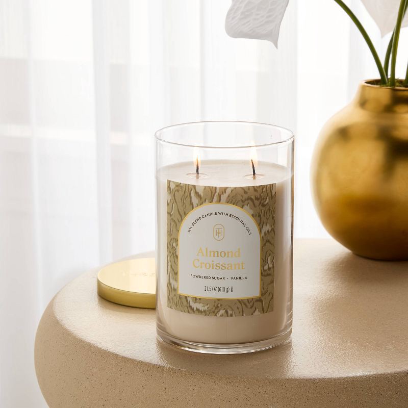 slide 2 of 3, 2 Wick 21.5oz Lidded Jar Candle Almond Croissant - Threshold™, 21.5 oz